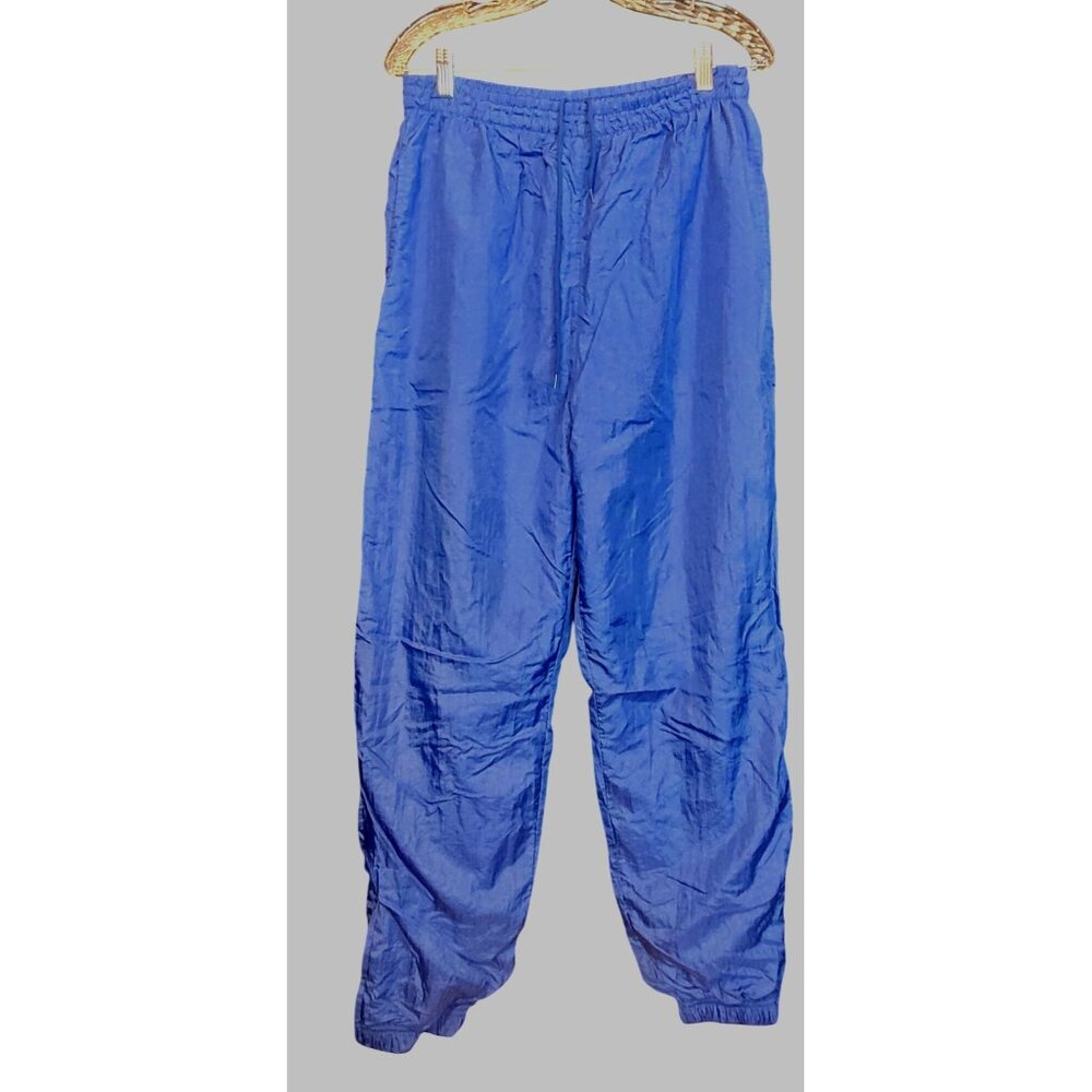 Vintage Windbreaker Track Pants Running Athletic 80s 90s Retro Royal Blue Large